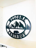 Tree & Wildlife Mountain Scene Personalized Metal Wall Art, Choose Any Powder Coat Color