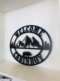 Tree & Wildlife Mountain Scene Personalized Metal Wall Art, Choose Any Powder Coat Color
