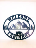 Tree & Wildlife Mountain Scene Personalized Metal Wall Art, Choose Any Powder Coat Color
