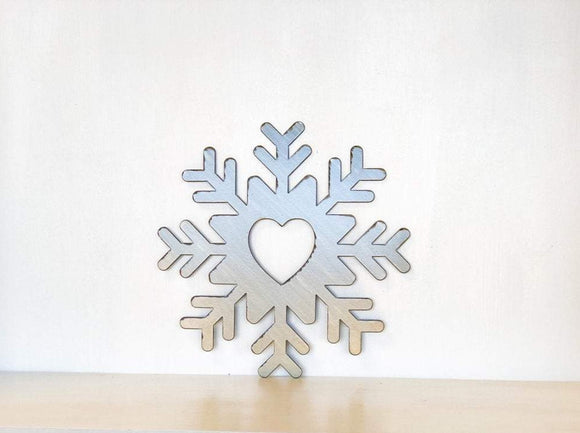Snowflake Heart Metal Wall Art