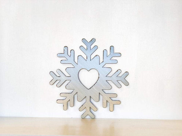 Snowflake Heart Metal Wall Art