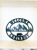Tree & Wildlife Mountain Scene Personalized Metal Wall Art, Choose Any Powder Coat Color