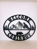 Tree & Wildlife Mountain Scene Personalized Metal Wall Art, Choose Any Powder Coat Color