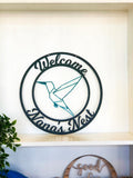 Personalized Metal Hummingbird Sign - Customizable Weatherproof Door Hanger or Wall Art Powder Coat