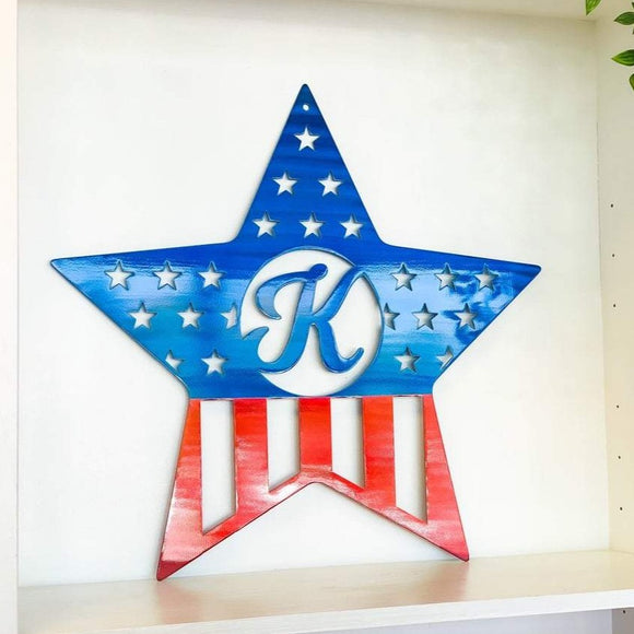 USA Star Personalized Monogram Door Hanger Wall Art