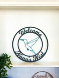 Personalized Metal Hummingbird Sign - Customizable Weatherproof Door Hanger or Wall Art Powder Coat