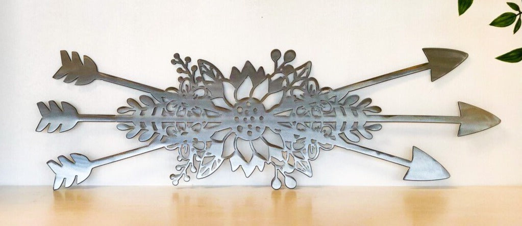 Floral Arrow Bunch Decoration Metal Wall Art, Home Decor, Sunflower Hanging