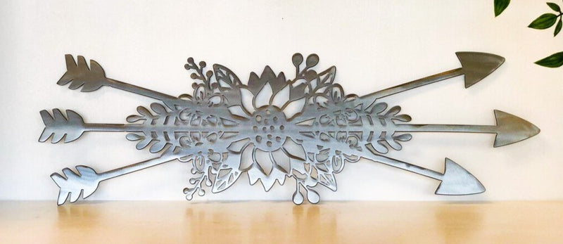 Floral Arrow Bunch Decoration Metal Wall Art, Home Decor, Sunflower Hanging