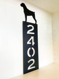 Vertical Dog Silhouette Metal Address Sign with Powder Coat