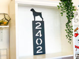 Vertical Dog Silhouette Metal Address Sign with Powder Coat