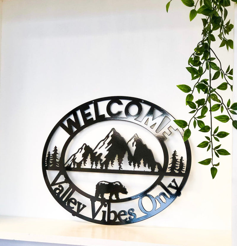 Mountain Bear Scene Personalized Metal Art