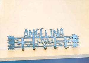 Personalized Metal Coat Hanger with 5 Hooks, Mounting Hardware Included