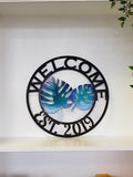 Personalized Metal Tropical Leaf Sign