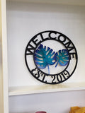 Personalized Metal Tropical Leaf Sign