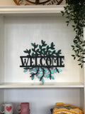Personalized Leaf Detail Sign - Customizable Weatherproof Door Hanger or Wall Art Powder Coat