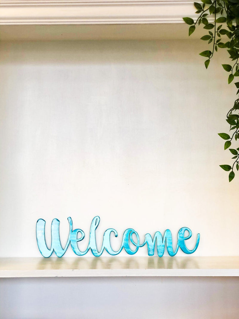 Welcome Metal Wall Art in Script