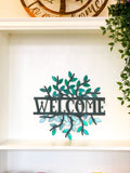 Personalized Leaf Detail Sign - Customizable Weatherproof Door Hanger or Wall Art Powder Coat