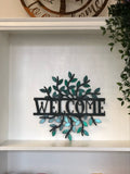 Personalized Leaf Detail Sign - Customizable Weatherproof Door Hanger or Wall Art Powder Coat