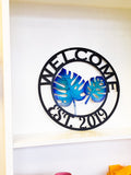 Personalized Metal Tropical Leaf Sign