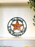 Personalized Starfish Sign - Customizable Weatherproof Door Hanger or Metal Wall Art