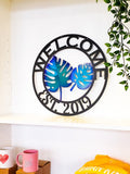 Personalized Metal Tropical Leaf Sign