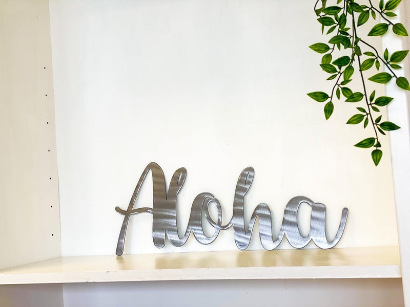 Aloha Metal Wall Art in Script