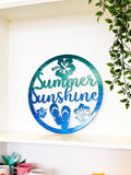 Summer Sunshine Hibiscus Door Hanger Metal Wall Art