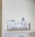 Des Moines Iowa Skyline Metal Wall Art with Powder Coat