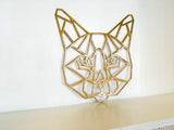 Geometric Cat Face Metal Wall Art