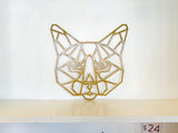 Geometric Cat Face Metal Wall Art