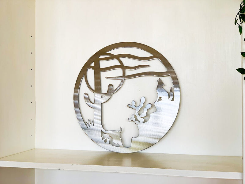 Southwest Scene Metal Wall Art Sign with Powder Coat, 14ga Steel