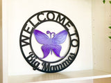Personalized Metal Butterfly Sign - Customizable Weatherproof Door Hanger or Wall Art Powder Coat