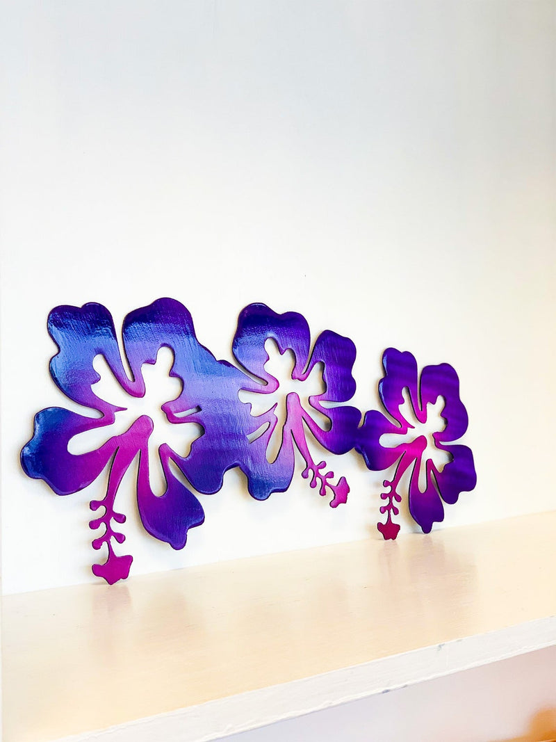 Metal Hibiscus Trio Wall Art