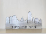 Des Moines Iowa Skyline Metal Wall Art with Powder Coat
