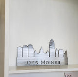 Des Moines Iowa Skyline Metal Wall Art with Powder Coat