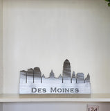 Des Moines Iowa Skyline Metal Wall Art with Powder Coat