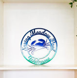 Personalized Crab Door Hanger Metal Wall Art - Any Color Powder Coat Combo