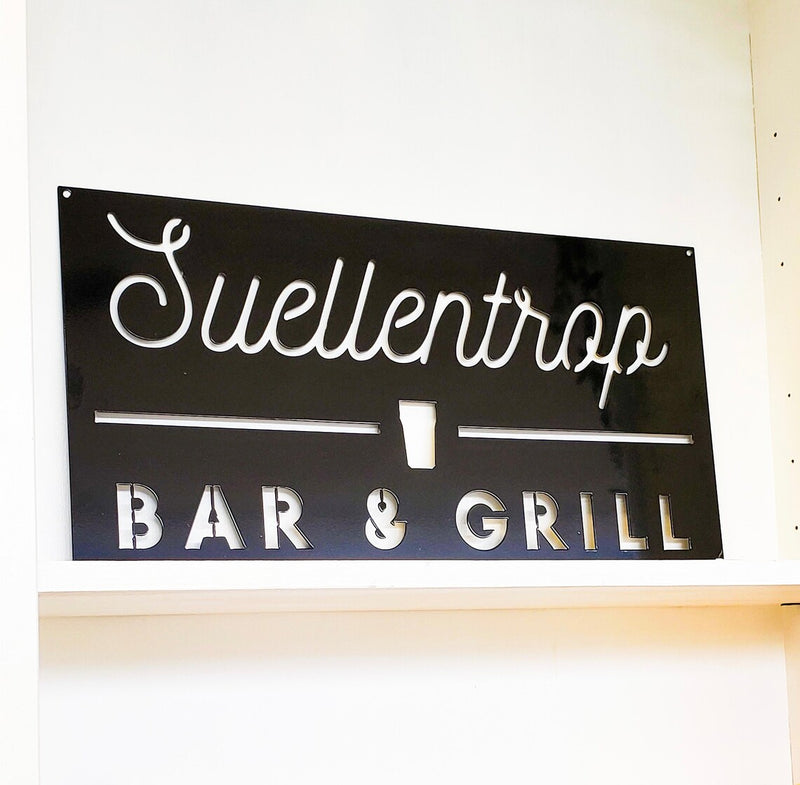 Personalized Bar & Grill Rectangle Sign Metal Wall Art, Outdoor Patio Decor, Wine Cellar and Home Bar