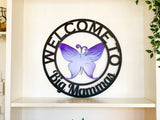 Personalized Metal Butterfly Sign - Customizable Weatherproof Door Hanger or Wall Art Powder Coat