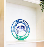 Personalized Crab Door Hanger Metal Wall Art - Any Color Powder Coat Combo
