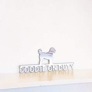 Golden Doodle On Duty Metal Sign
