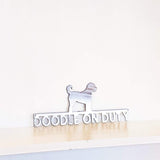 Golden Doodle On Duty Metal Sign