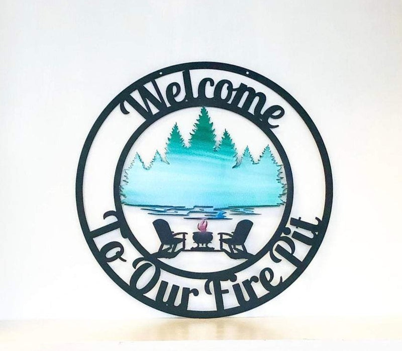Fire Pit Personalized Metal Sign, Porch Deck Patio Decor