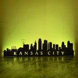 City Skyline Metal Wall Art with LED Lights and 1" Matching Standoffs