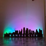 City Skyline Metal Wall Art with LED Lights and 1" Matching Standoffs