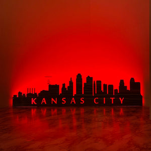 City Skyline Metal Wall Art with LED Lights and 1" Matching Standoffs