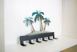 Palm Tree Scene Towel Rack with 6 Hooks, Mounting Hardware Included