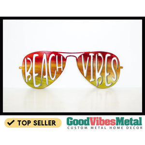 Beach Vibes Sunglasses Metal Wall Art