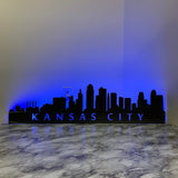 City Skyline Metal Wall Art with LED Lights and 1" Matching Standoffs
