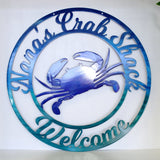 Personalized Crab Door Hanger Metal Wall Art - Any Color Powder Coat Combo